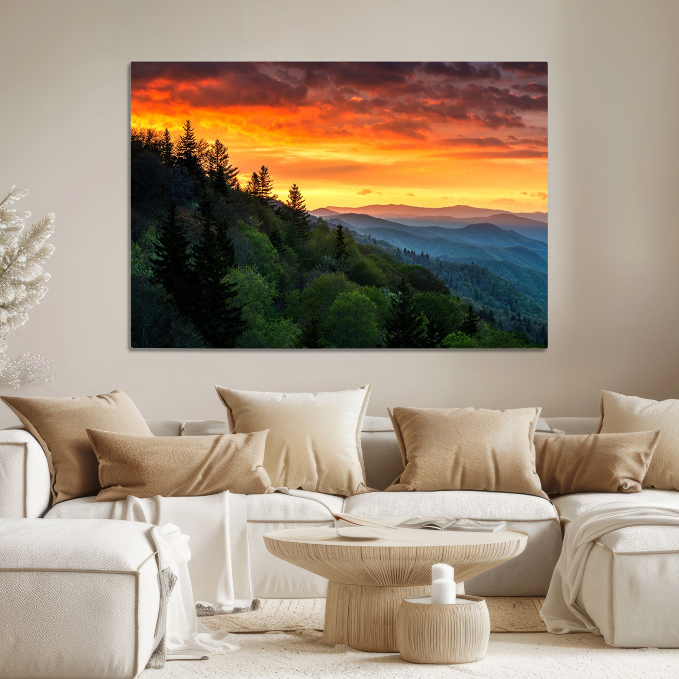 28501-MGV-CV-36X24-Forest Landscape Wall Art Sunset Canvas, Forest Sunset Canvas Print