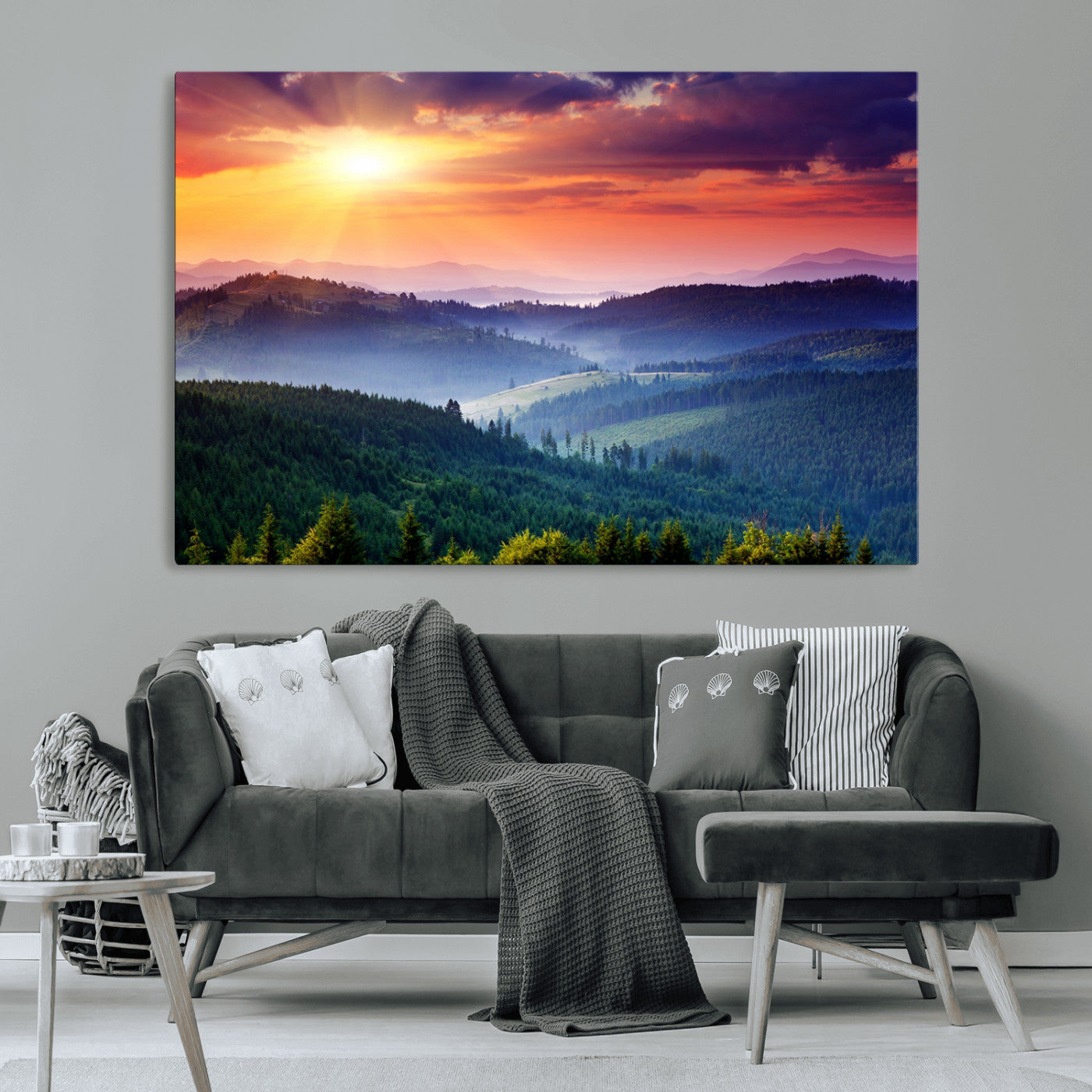MGV-CV-36X24 - Mountain and Sunset Wall Art Canvas Print