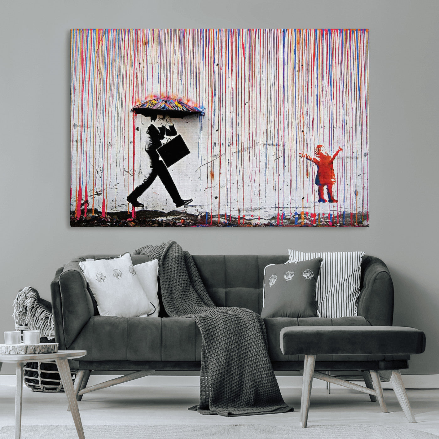 MGV-CV-36X24 - Banksy Wall Art Canvas Print, Framed Graffiti Art Picture Print, Banksy Urban Graffiti Perfect Modern Decor Artwork