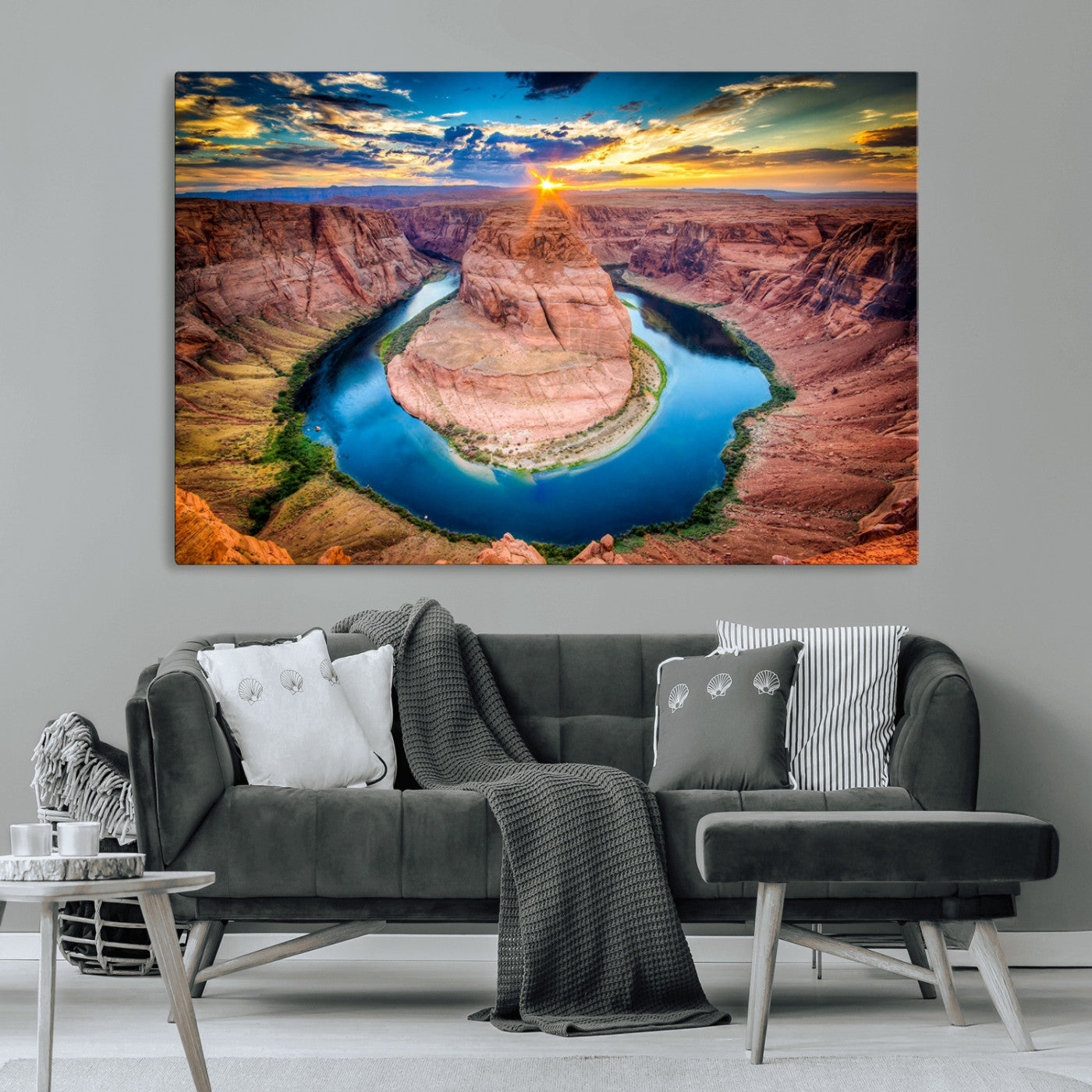 MGV-CV-36X24 - Sunset on the Horseshoe Bend Grand Canyon, Horseshoe Bend Grand Canyon Canvas Wall Art Print