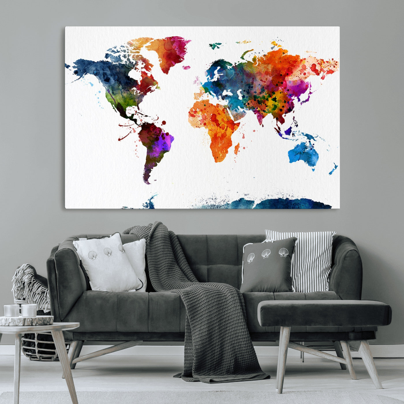 MGV-CV-36X24 - Push Pin World Map Canvas Print – Framed Wall Art for Couples to Track Their Travels – Anniversary
