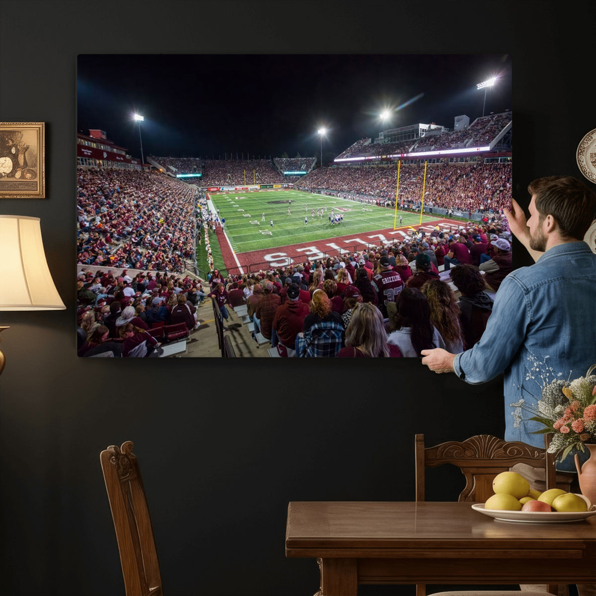 56191-MGV-CV-36X24 - Washington Grizzly Stadium American Football Wall Art Canvas Print, Sports Wall Art Print, Game Room Decor-1