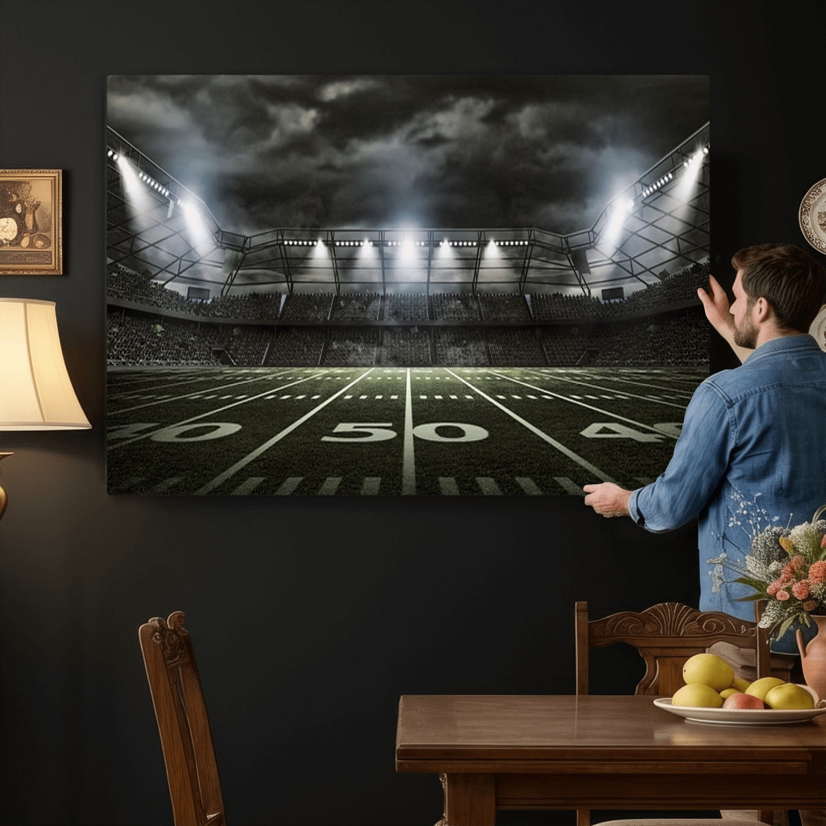 90107-MGV-CV-36X24 - American Football Stadium Wall Art Canvas Print, Stadium Sport Wall Art Print