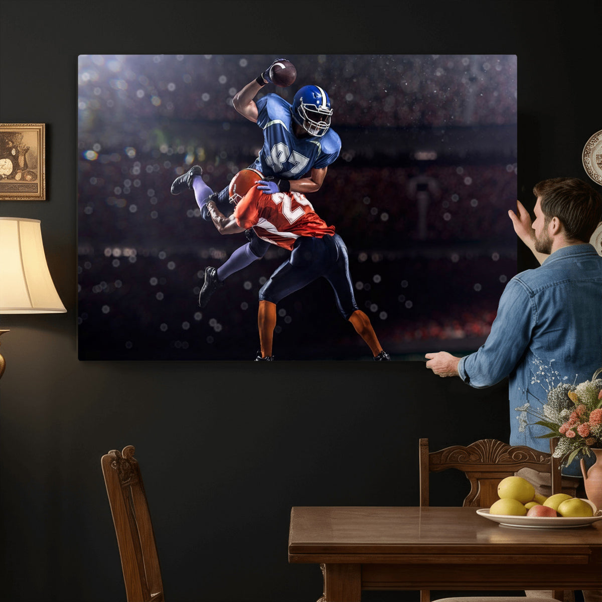 76491-MGV-CV-36X24 - American Football Wall Art Canvas Print, Stadium Sport Wall Art Print