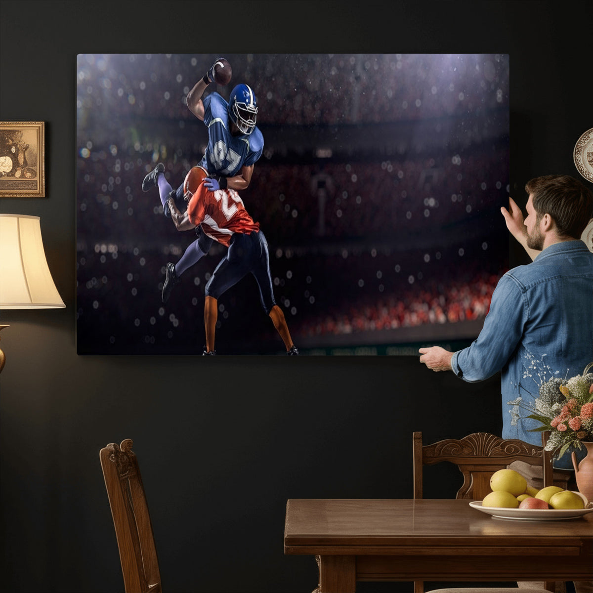 68009-MGV-CV-36X24 - American Football Wall Art Canvas Print, Stadium Sport Wall Art Print