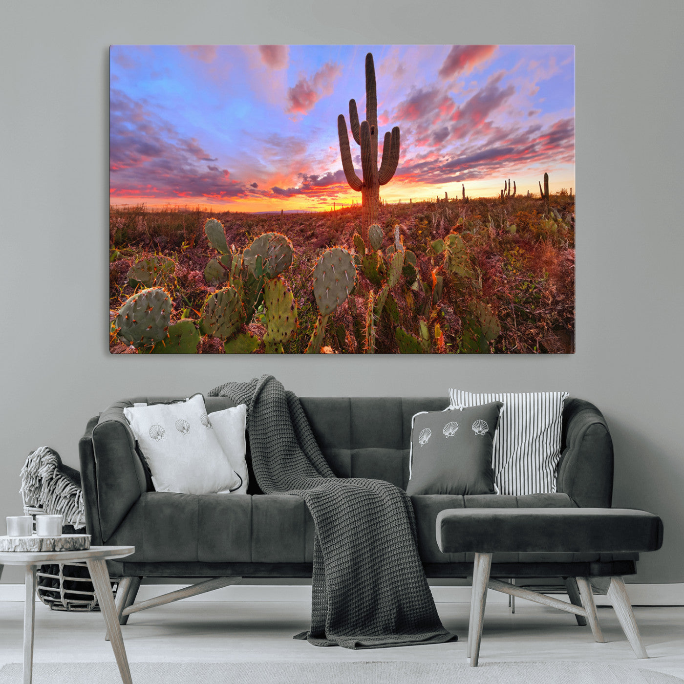 MGV-CV-36X24 - Arizona Desert Wall Art Canvas Print - Framed Deser Sunset Wall Decor