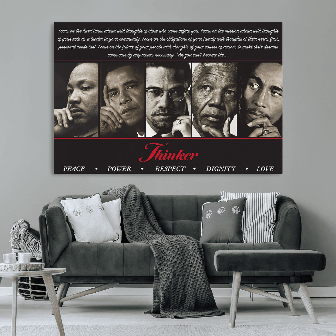 MGV-CV-36X24 - Thinkers of Wall Art Canvas Print - Inspirational Wall Art Featuring Icons of Peace, Power, and