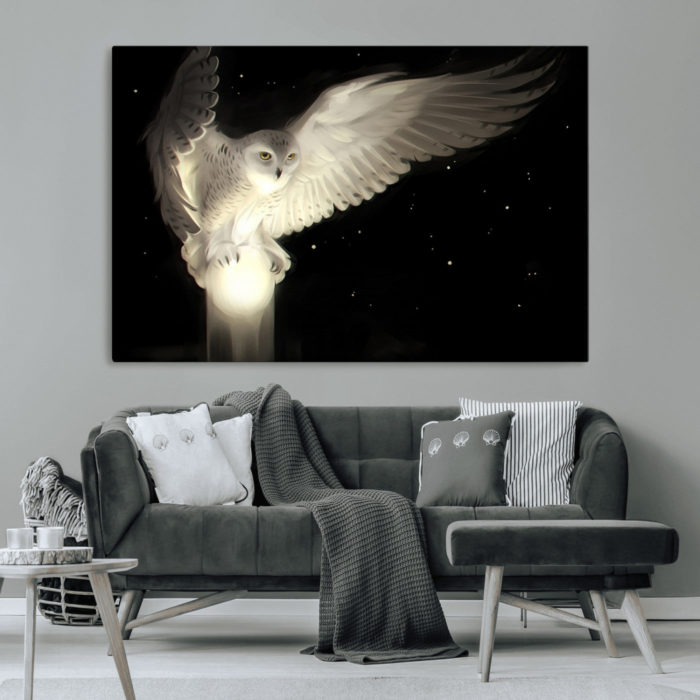 MGV-CV-36X24 - Night Owl Art -  Illuminating the Darkness – Unique Animal-Inspired Wall Art for Modern Decor |