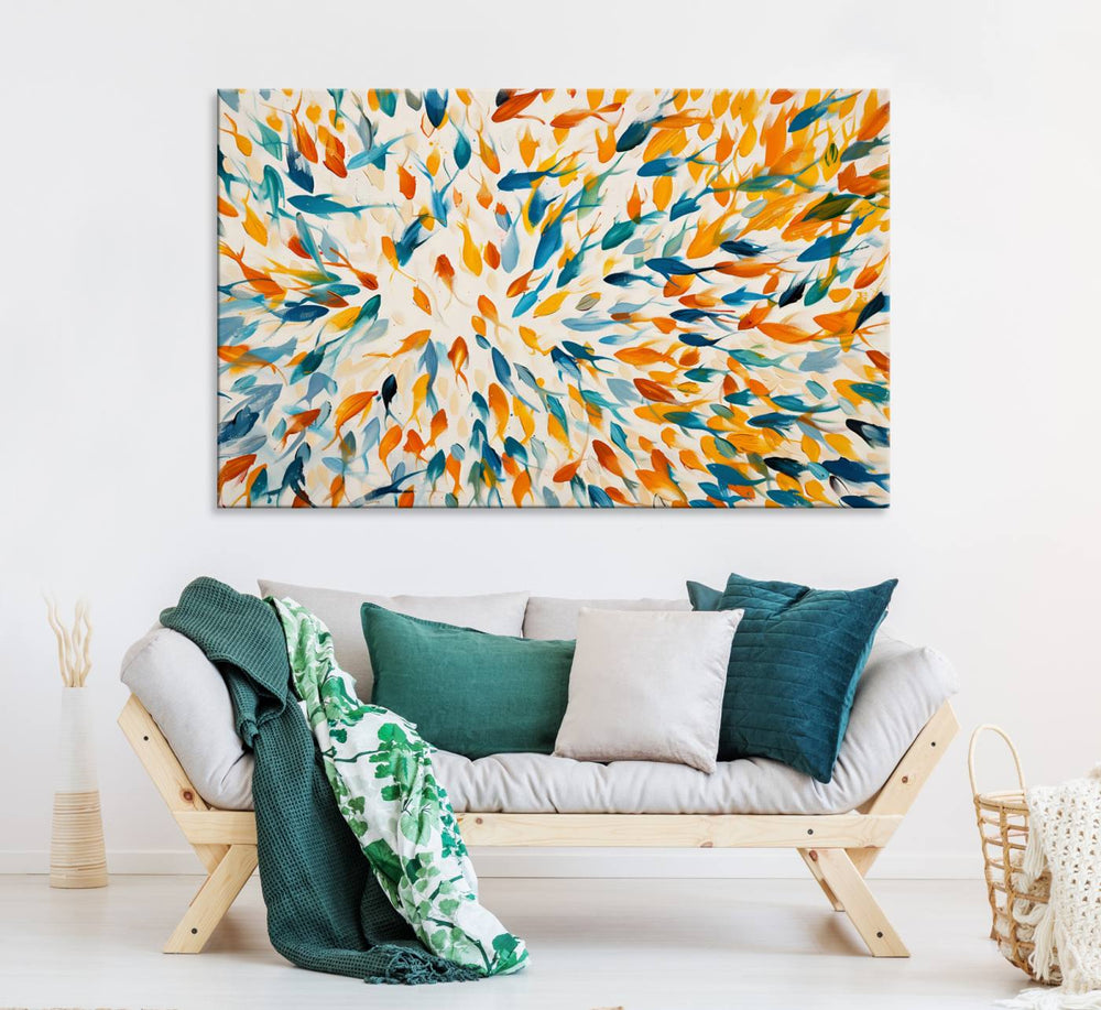 The Colorful Fish Wall Art Print swirls vibrantly, making it perfect for modern spaces.