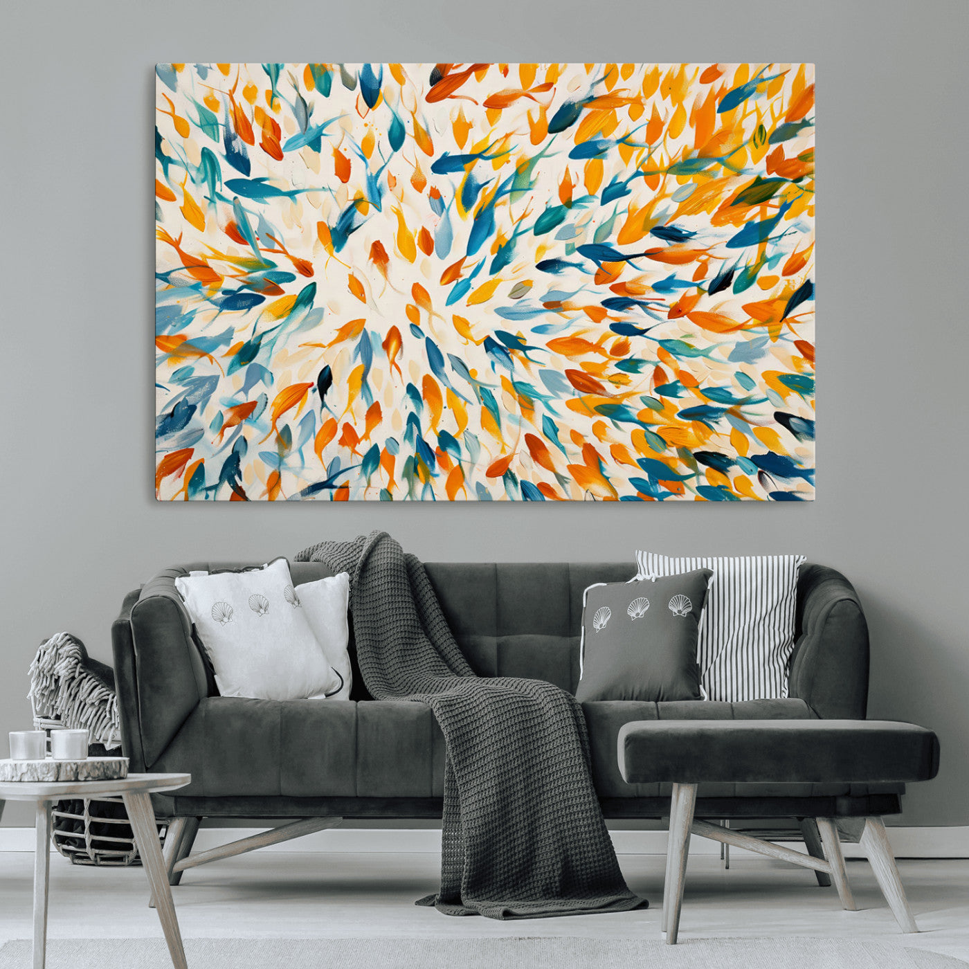 -Colorful Fish Wall Art Print – Abstract Ocean-Inspired Wall Art for Modern Spaces | Framed Canvas,