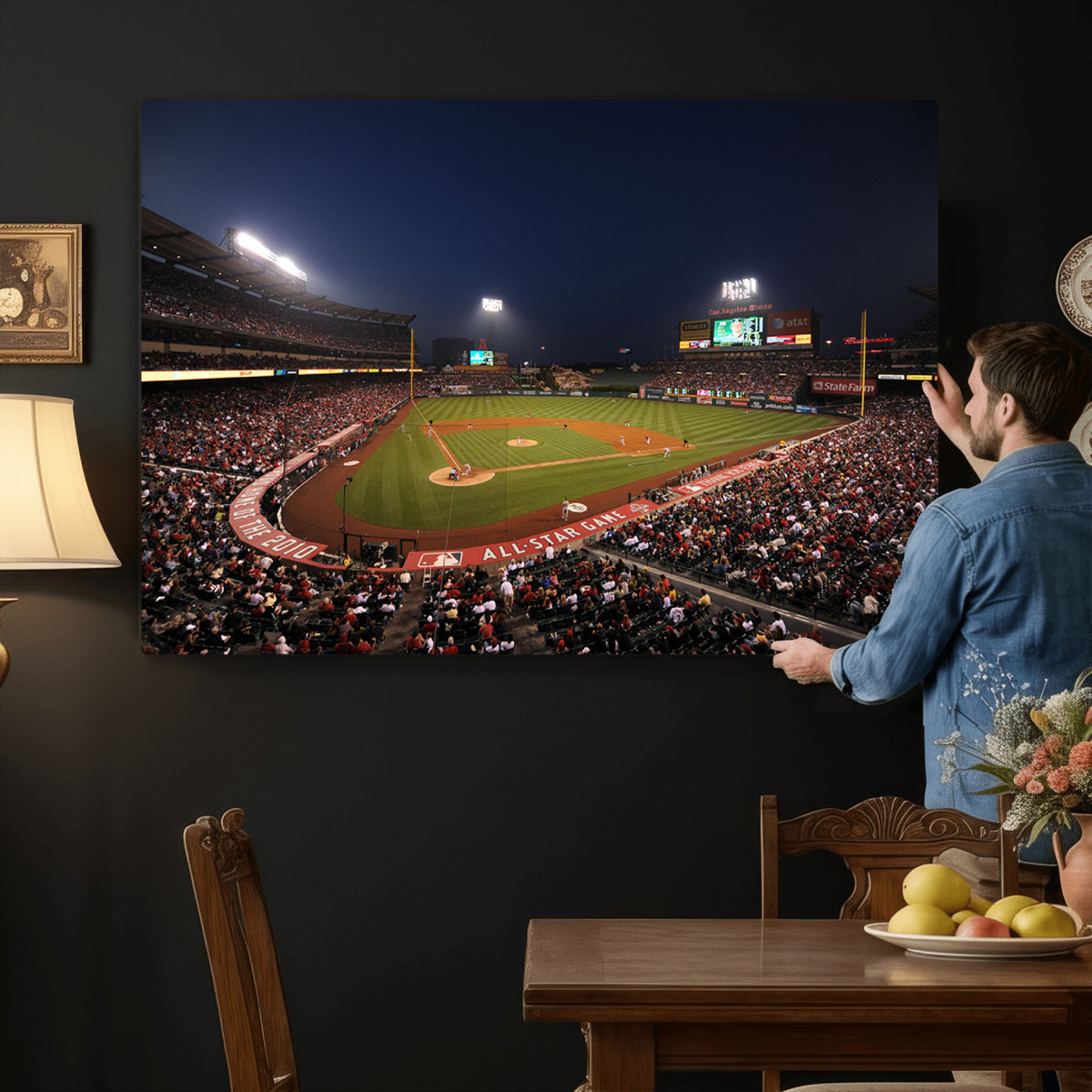 88896-MGV-CV-36X24 - Los Angeles Angels Baseball Team Print, Anaheim Angel Stadium Wall Art