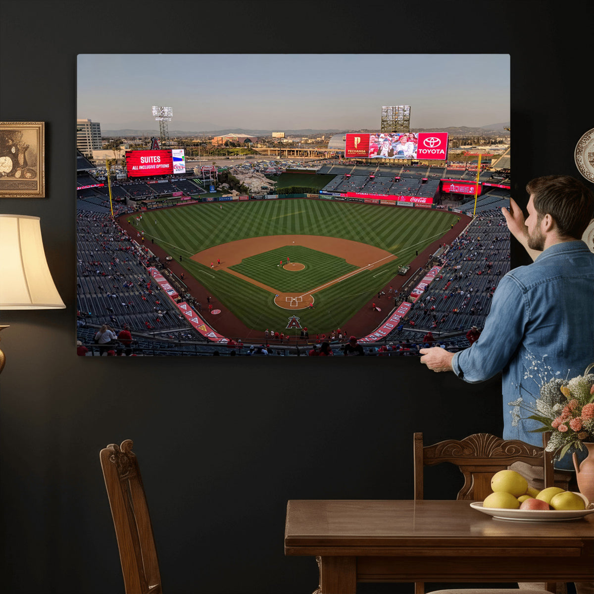 45864-MGV-CV-36X24 - Los Angeles Angels Baseball Canvas Print, Anaheim Angel Stadium Wall Art