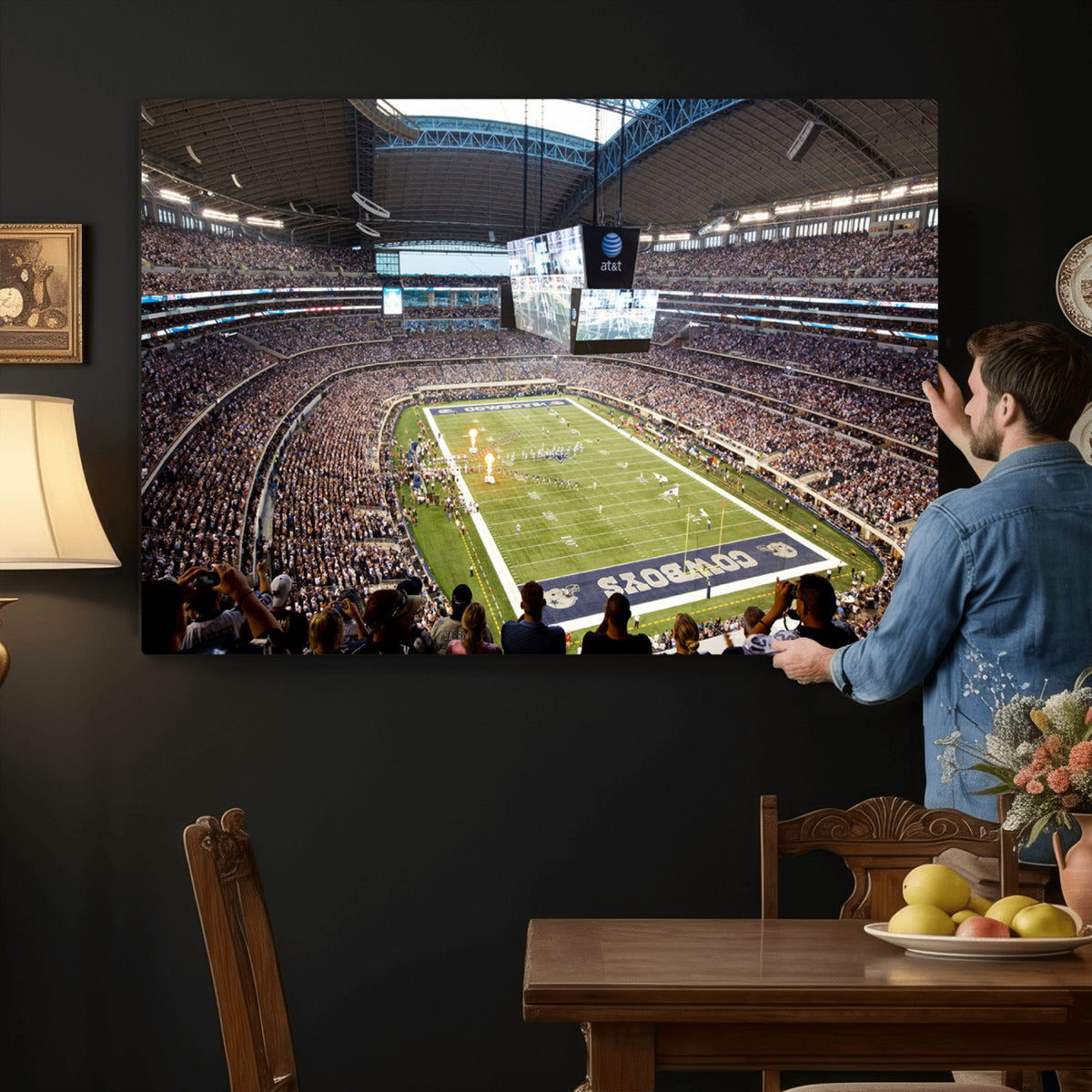 82096-MGV-CV-36X24 - Dallas Cowboys Football Team Print - Arlington AT&T Stadium Wall Art Canvas Print