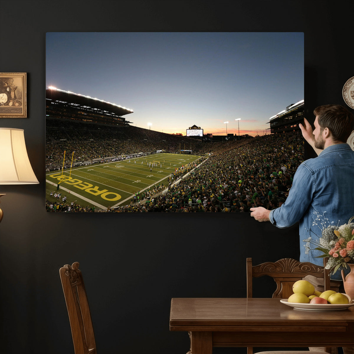 21429-MGV-CV-36X24 - Oregon Ducks Football Team Print - Eugene Autzen Stadium Wall Art Canvas Print
