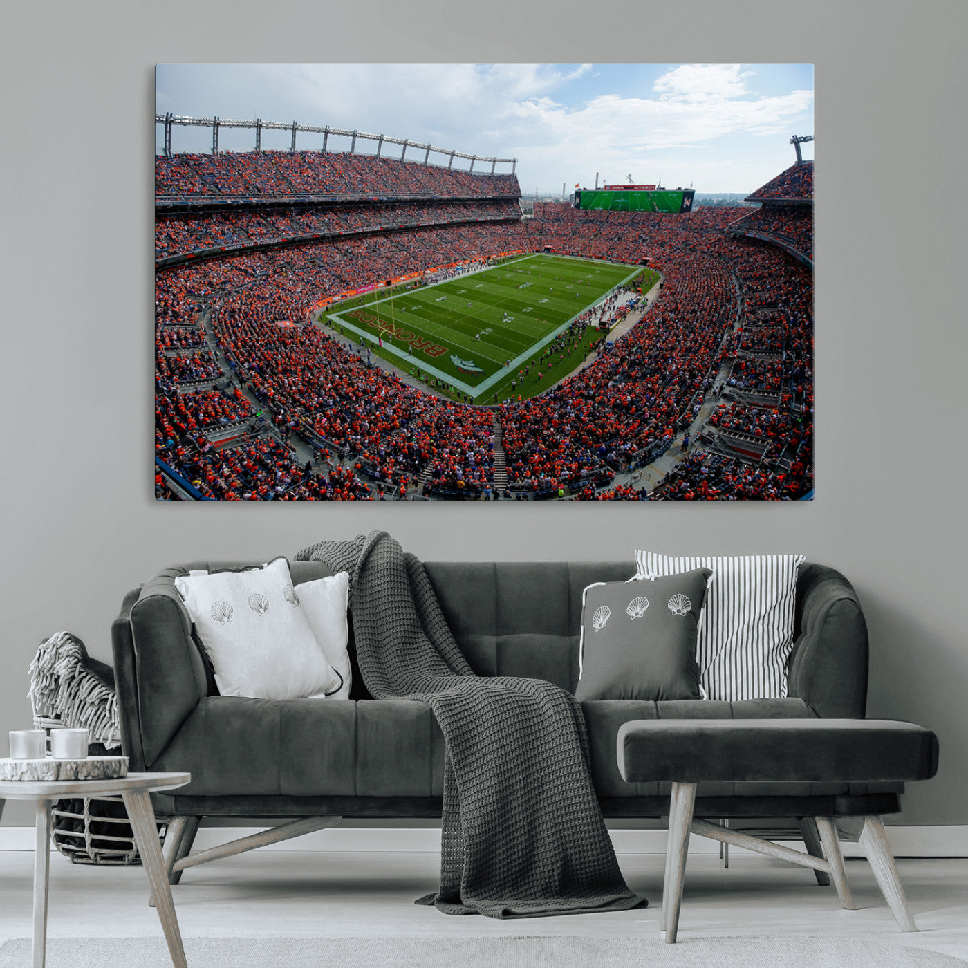 MGV-CV-36X24 - Denver Broncos Football Team Print - Empower Field Mile High Stadium Wall Art Canvas Print