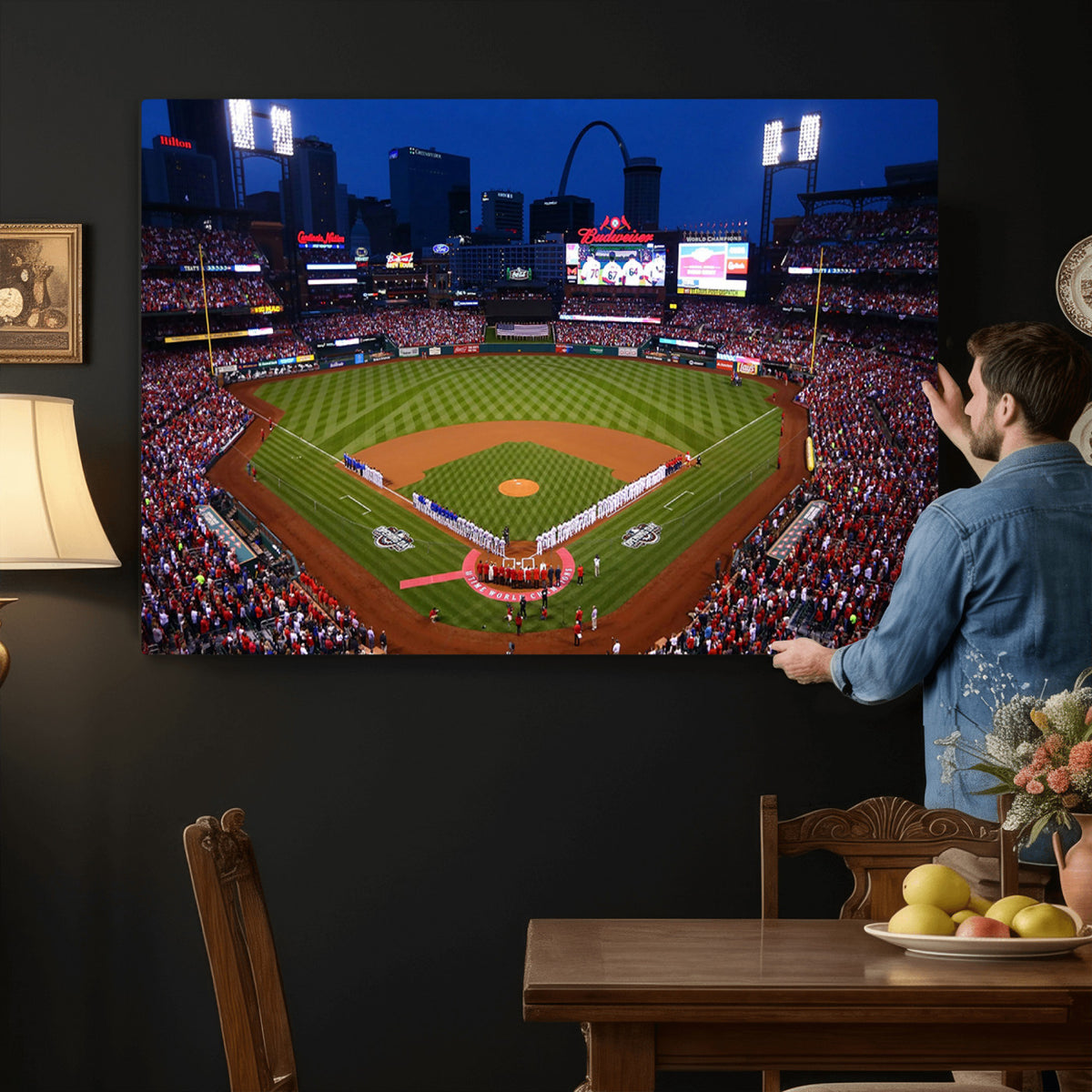 11925-MGV-CV-36X24 - St. Louis Cardinals Baseball Team Print, Busch Stadium Wall Art