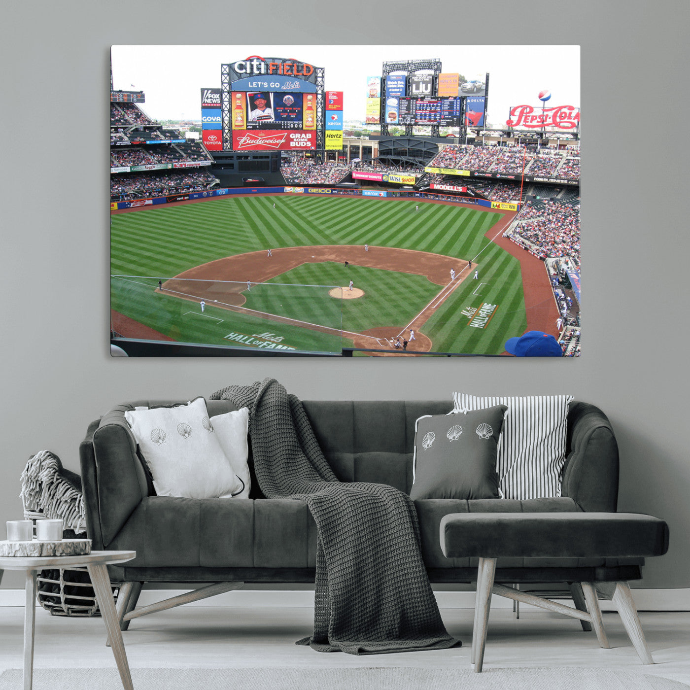 MGV-CV-36X24 - New York Mets Baseball Team Print - Citi Field Baseball Stadium Wall Art Canvas Print