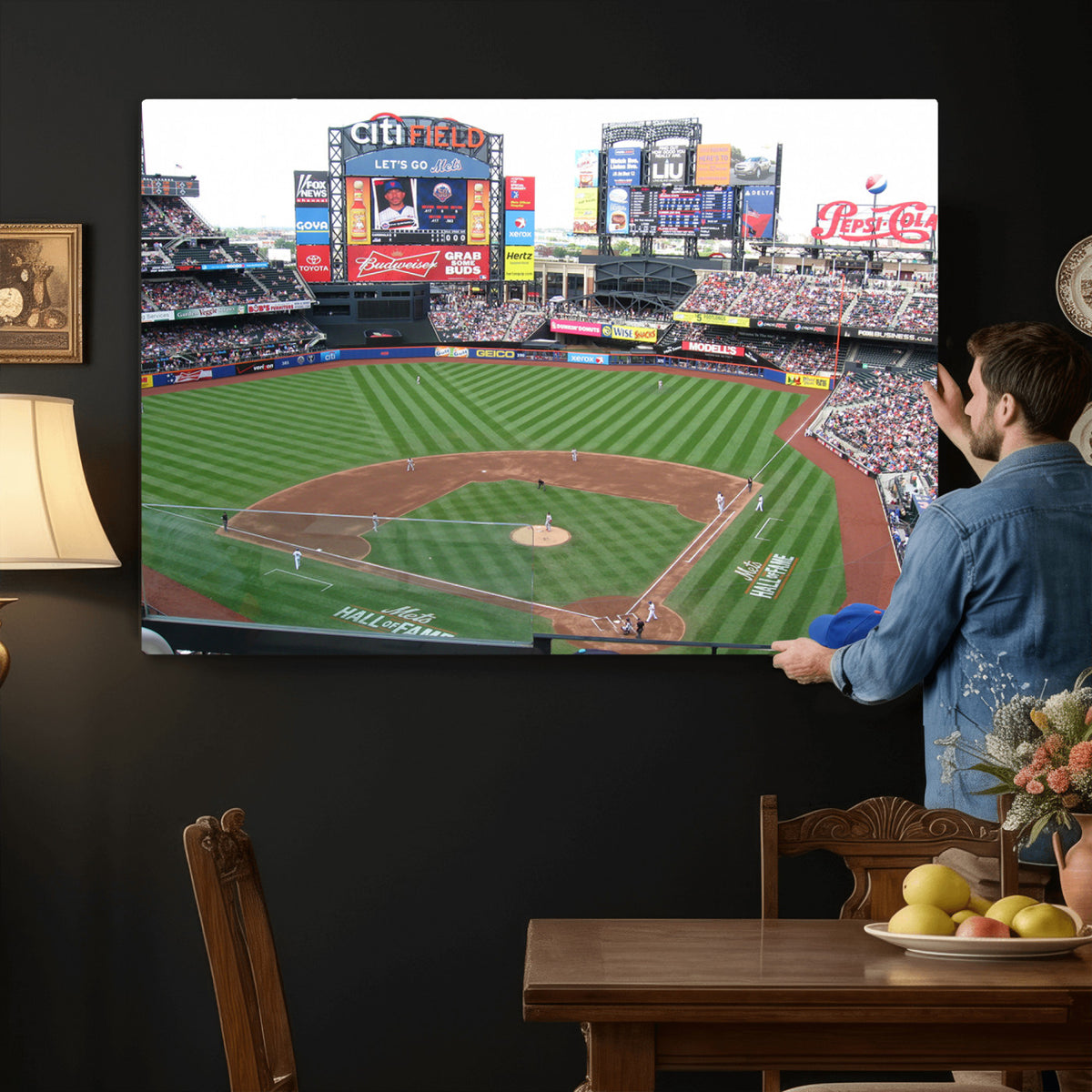 64829-MGV-CV-36X24 - New York Mets Baseball Team Print, Citi Field Baseball Stadium Wall Art