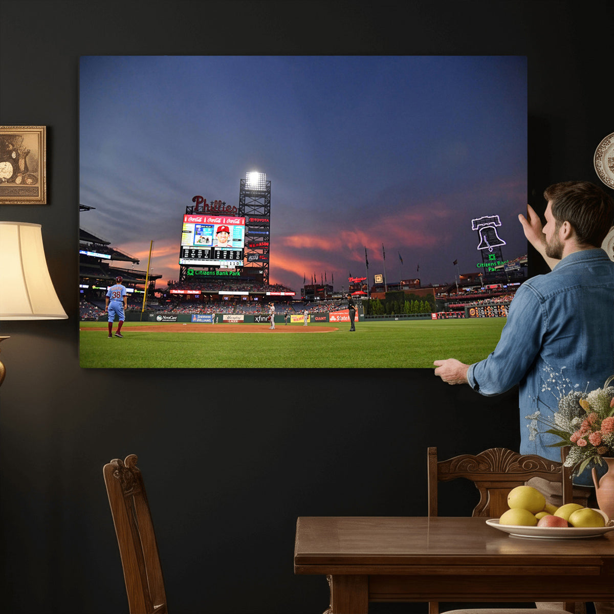 22594-MGV-CV-36X24 - Philadelphia Phillies Baseball Print - Philadelphia Citizens Bank Park Stadium Wall Art, Phillies