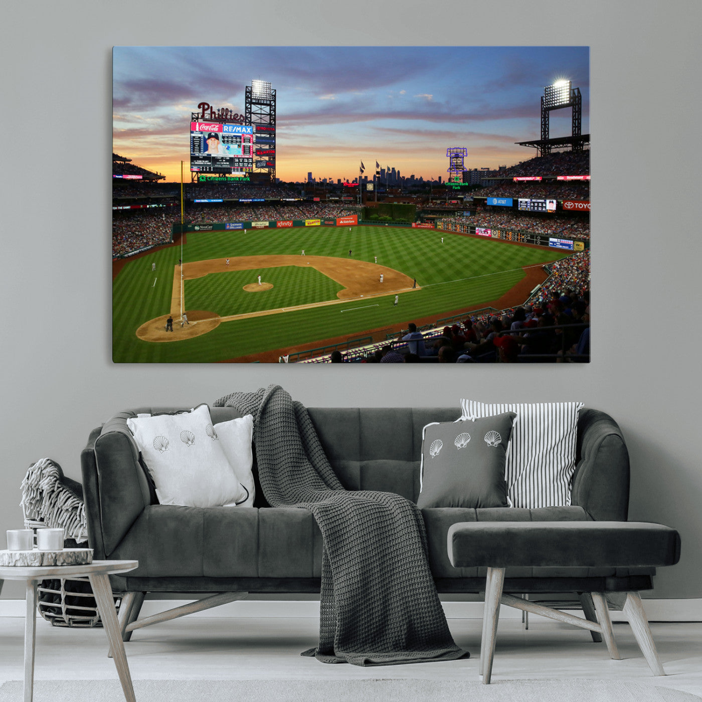 MGV-CV-36X24 - Citizens Bank Park Philadelphia Phillies Wall Art Canvas | 3-Panel Canvas Print of Phillies Stadium