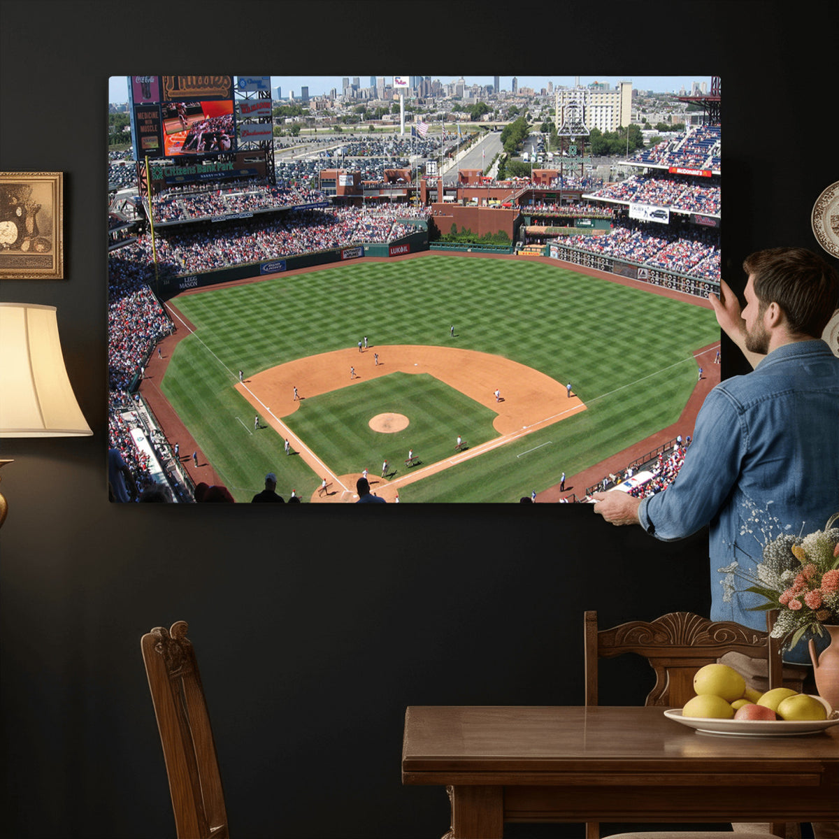85755-MGV-CV-36X24 - Philadelphia Phillies Baseball Team Print - Philadelphia Citizens Bank Park Stadium Wall Art Canvas