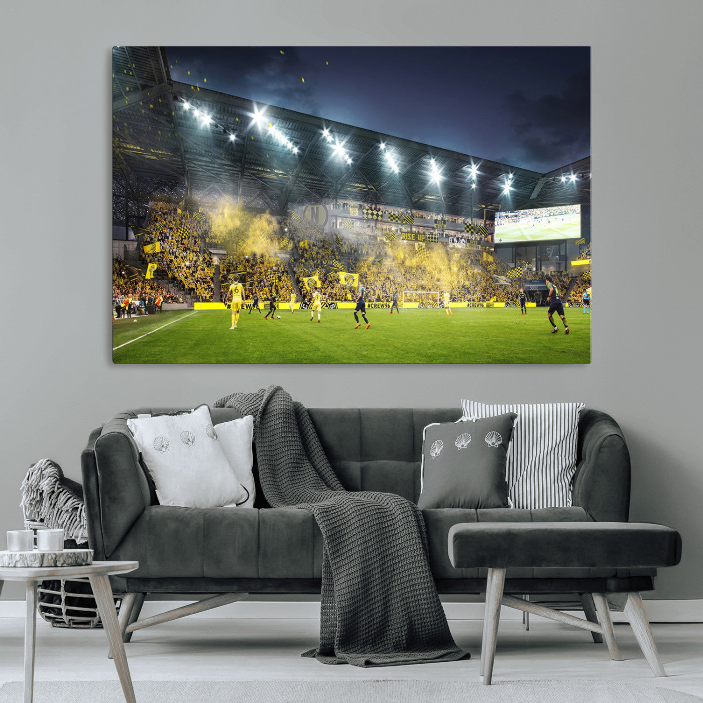 MGV-CV-36X24 - Columbus Crew Stadium Match Triple Canvas Wall Art - Dynamic MLS Game Scene Canvas Wall Art