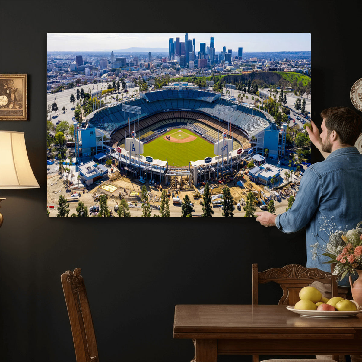 58596-MGV-CV-36X24 - Los Angeles Dodgers Dodger Stadium Wall Art Canvas Print, Extra Large Game Room Wall Decor