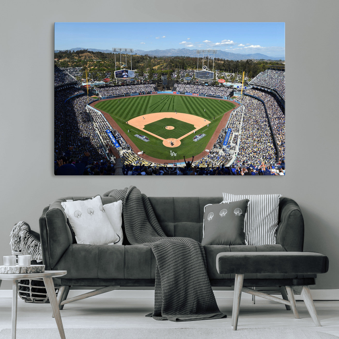 MGV-CV-36X24 - Los Angeles Dodgers Dodger Stadium Wall Art Canvas Print - MLB Baseball Stadium Wall Art Canvas