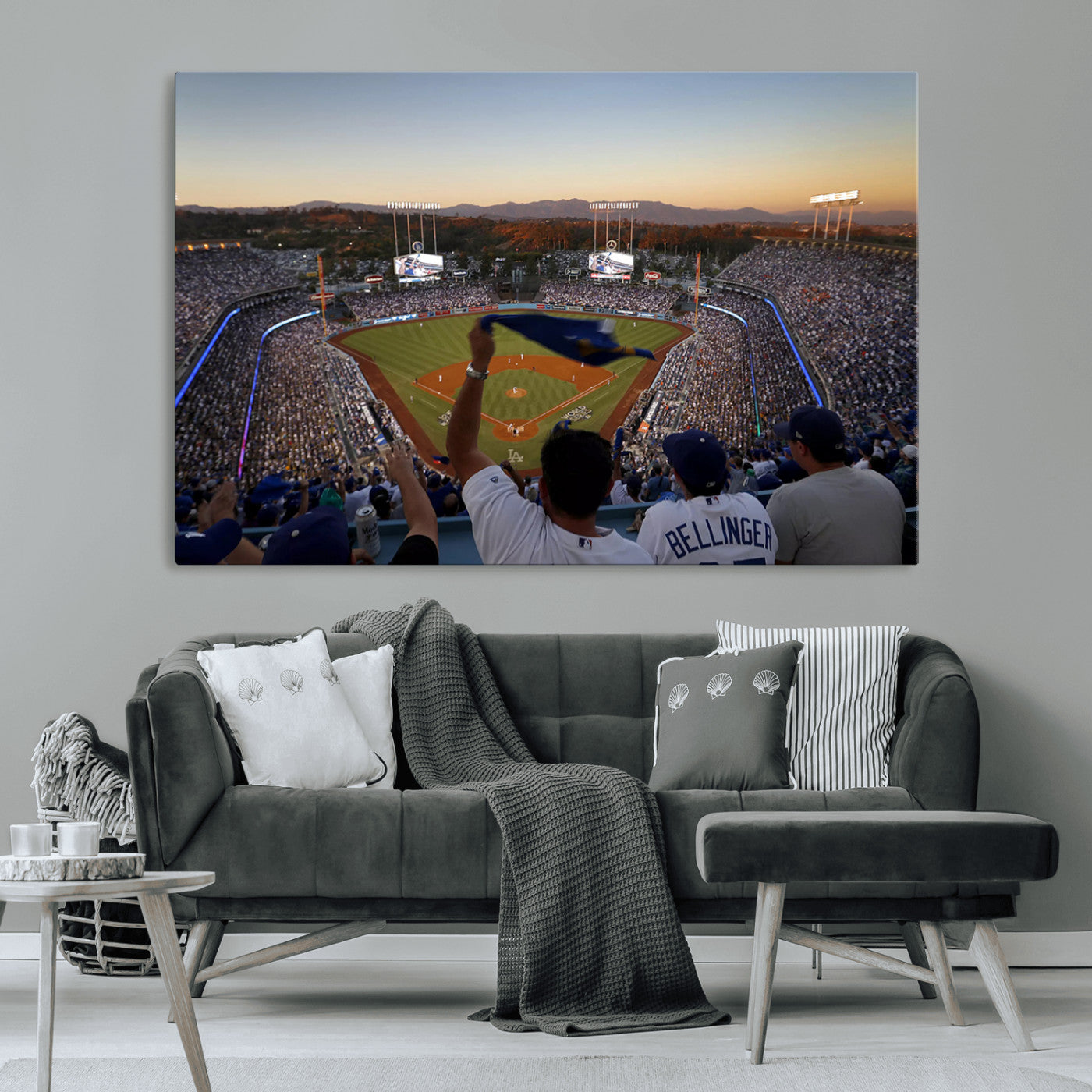 MGV-CV-36X24 - Dodger Stadium Sunset Game Triple Canvas Wall Art - Los Angeles Dodgers MLB Match