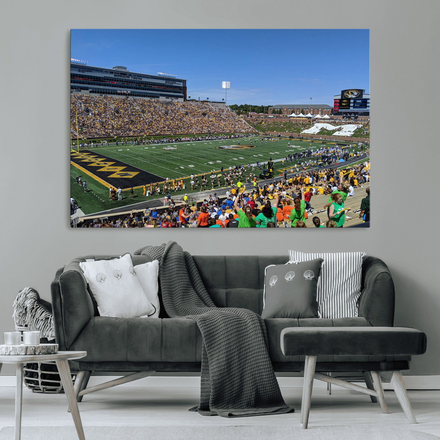 MGV-CV-36X24 - University of Missouri Tigers Football Team Print - Columbia Faurot Field Memorial Stadium Wall Art