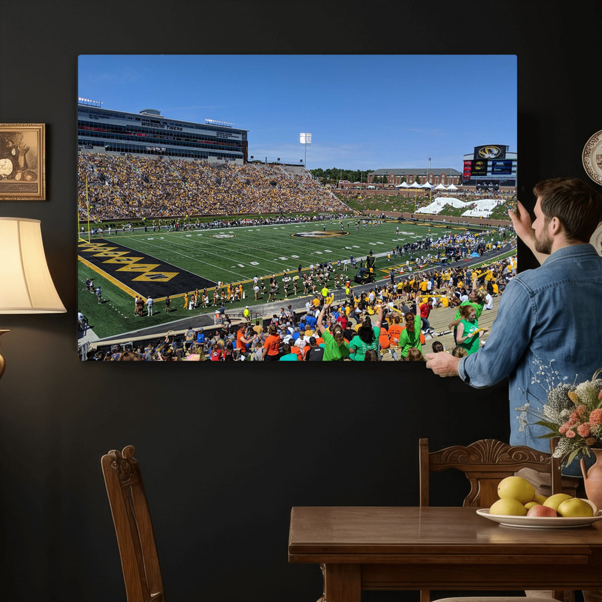 38399-MGV-CV-36X24 - University of Missouri Tigers Football Team Print, Columbia Faurot Field Memorial Stadium Wall Art