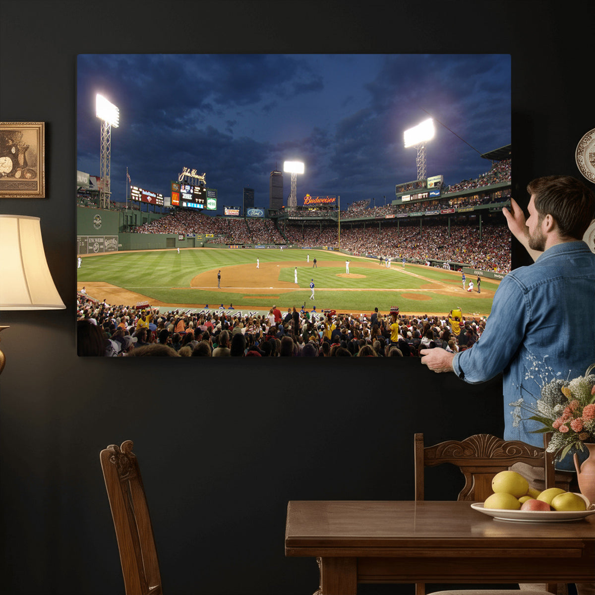 85099-MGV-CV-36X24 - Boston Red Sox Baseball Team Print Canvas, Massachusetts Fenway Park Stadium Wall Art