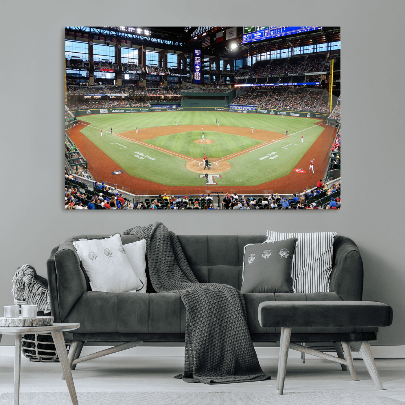 MGV-CV-36X24 - Texas Rangers Baseball Team Print - Arlington Globe Life Field Stadium Canvas Print Wall Art