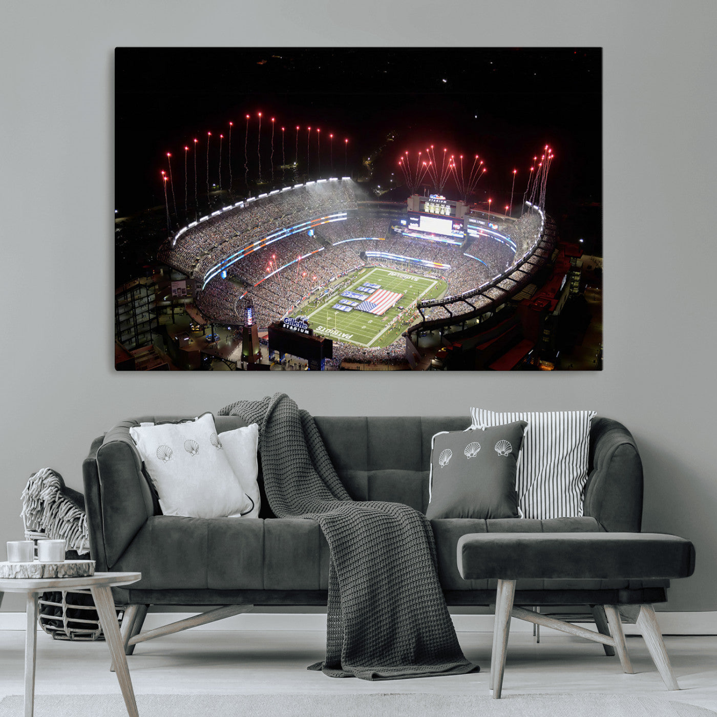 MGV-CV-36X24 - New England Patriots Team Print Wall Art- Foxborough Gillette Stadium Wall Art Canvas Print