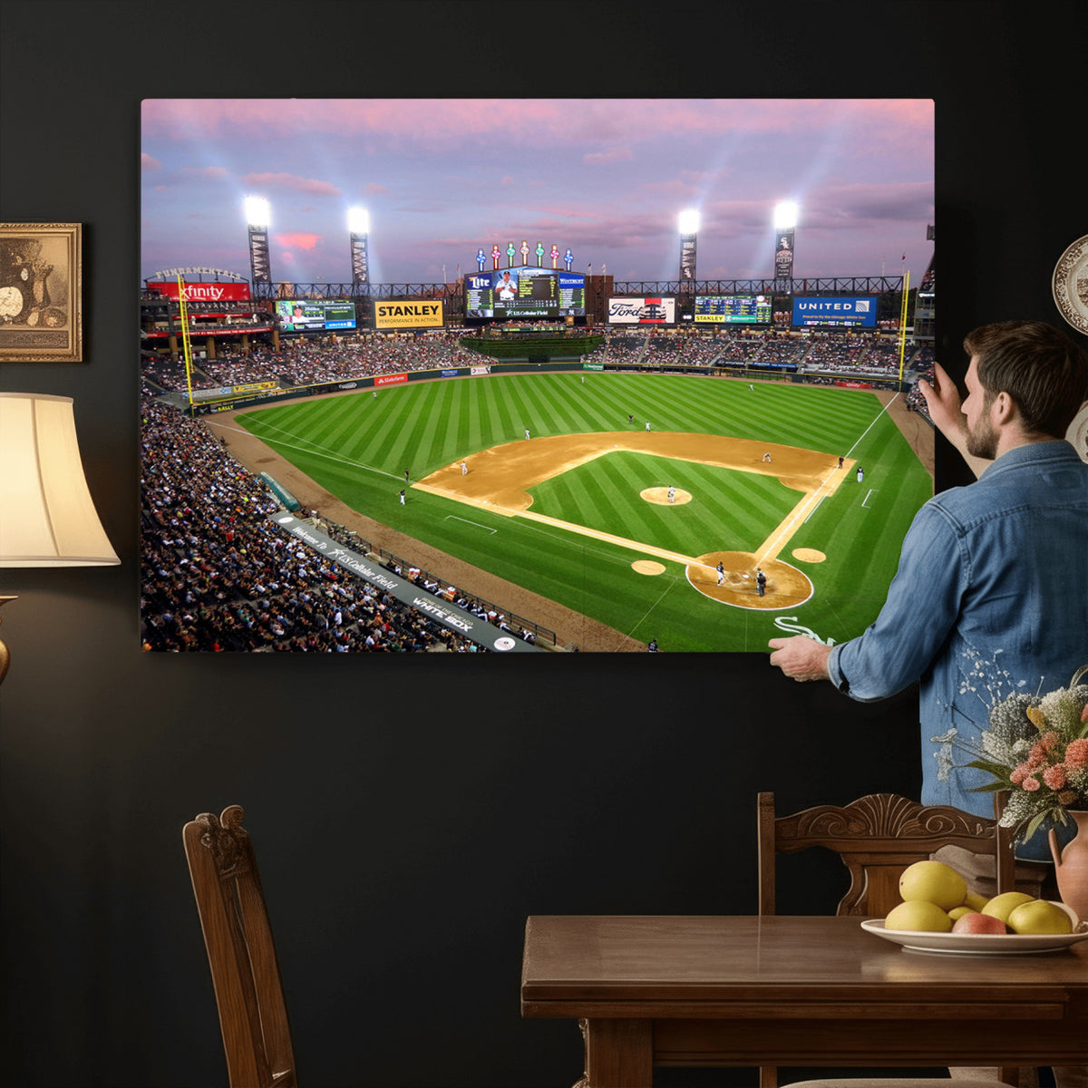 38470-MGV-CV-36X24 - Chicago White Sox Baseball Team Print Canvas, Guaranteed Rate Field Stadium Wall Art