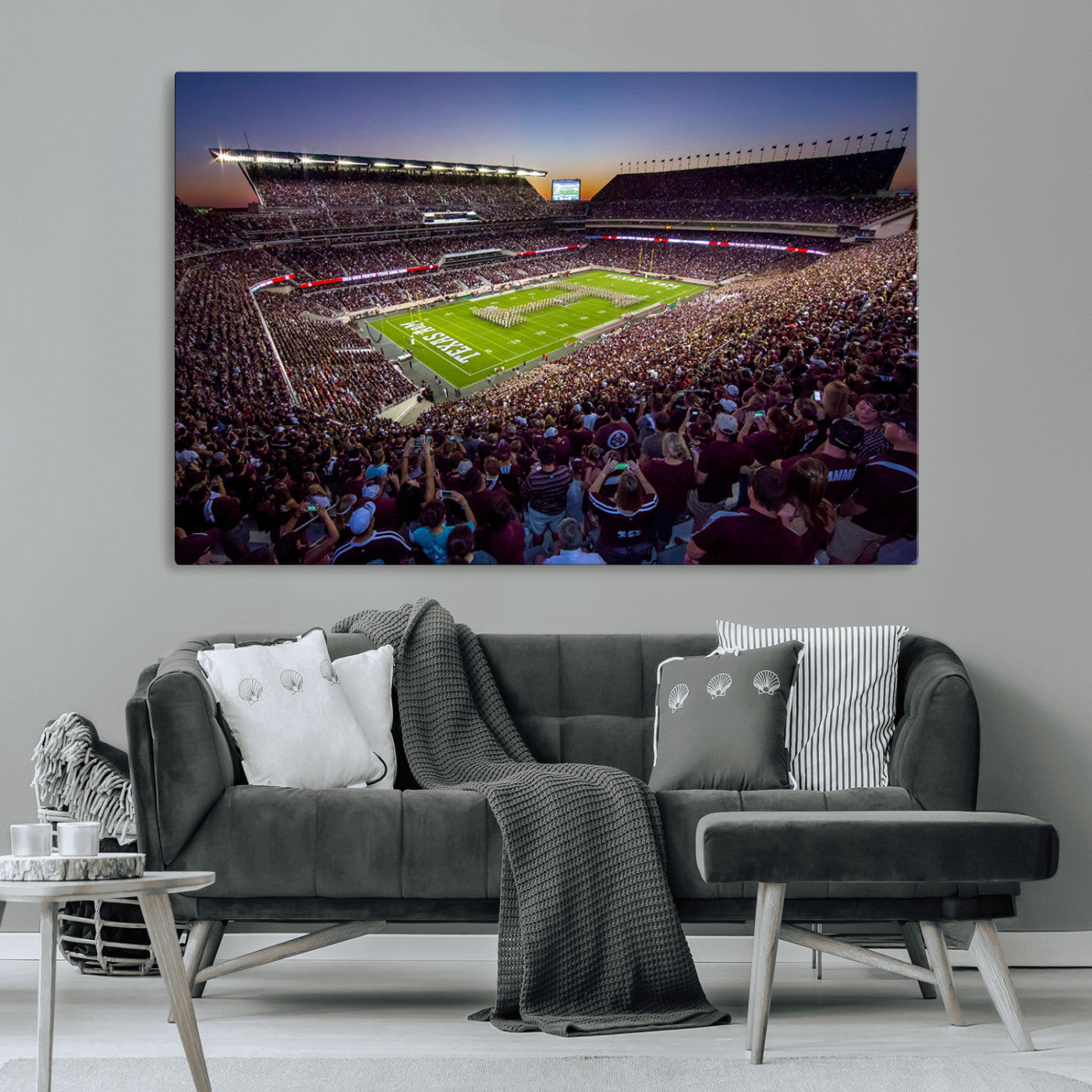 MGV-CV-36X24 - Texas A&M University Aggies Football Team Print - College Station Kyle Field Stadium Wall Art Canvas