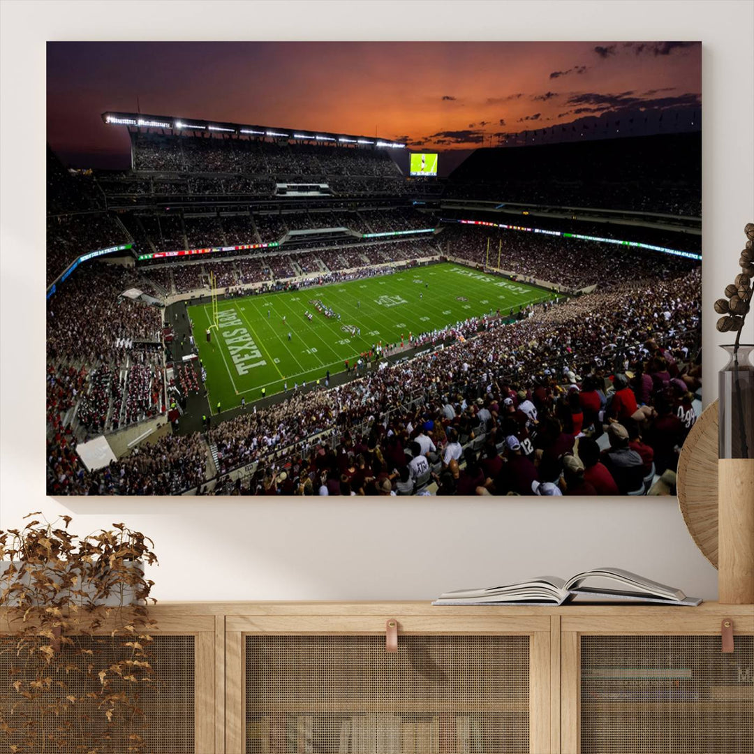 Texas A&M University Aggies Football Team Print - College Station Kyle Field Stadium Wall Art Canvas Print