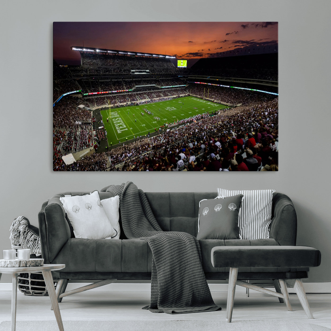 MGV-CV-36X24 - Texas A&M Aggies Football Team Print - College Station Kyle Field Stadium Wall Art Canvas Print