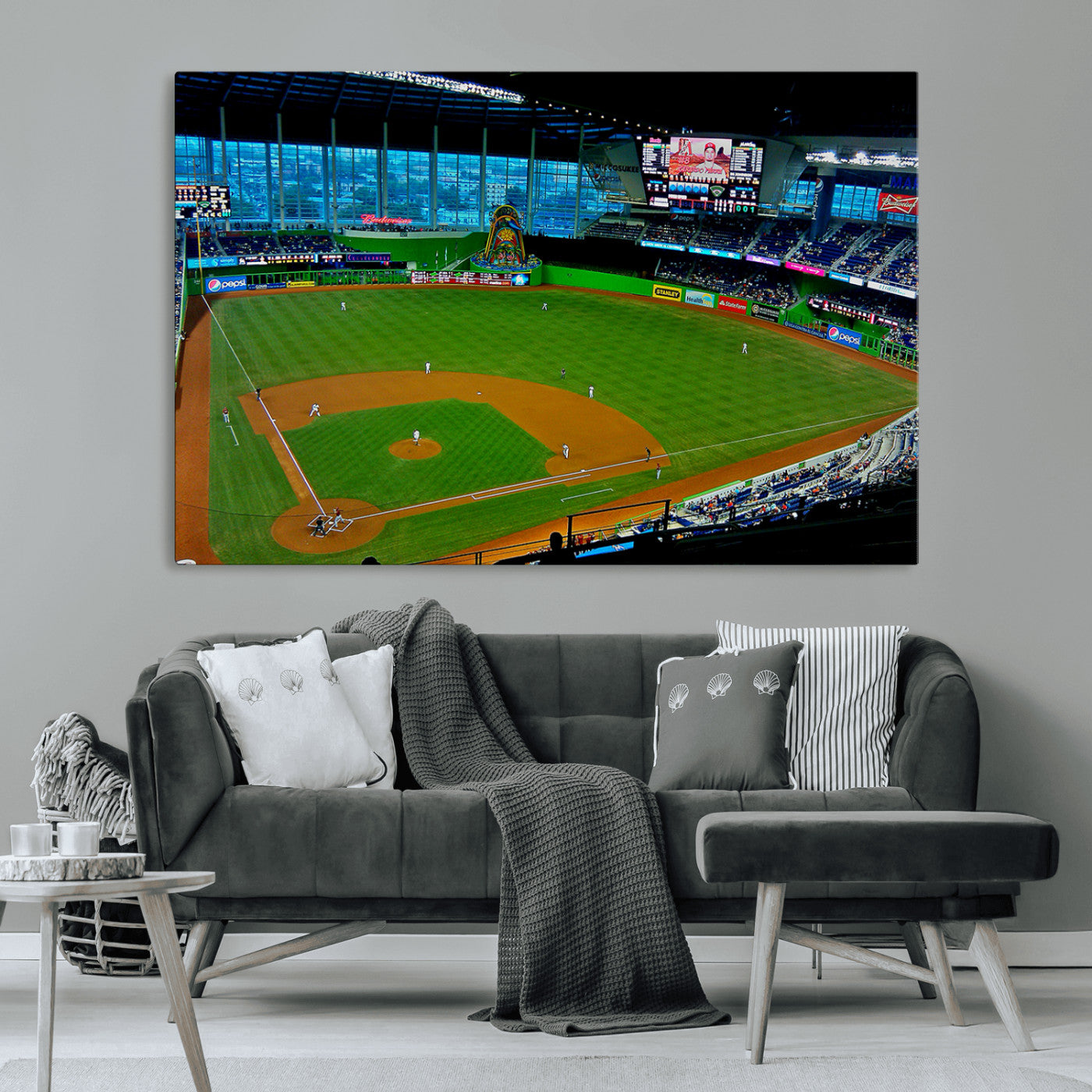 MGV-CV-36X24 - Miami Marlins Baseball Team Print - Miami LoanDepot Park Stadium Wall Art Canvas Print