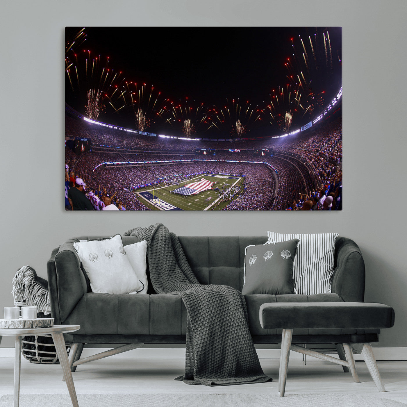 MGV-CV-36X24 - New York Giants Football Team Print - East Rutherford MetLife Stadium Wall Art Canvas Print
