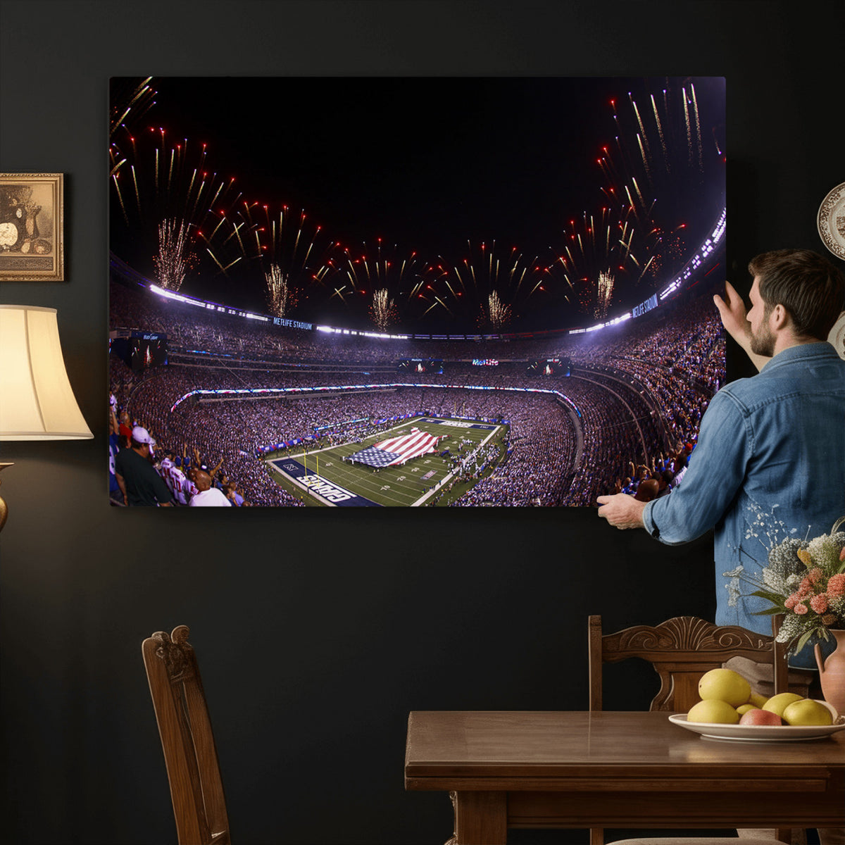 56360-MGV-CV-36X24 - New York Giants Football Team Print, East Rutherford MetLife Stadium Wall Art
