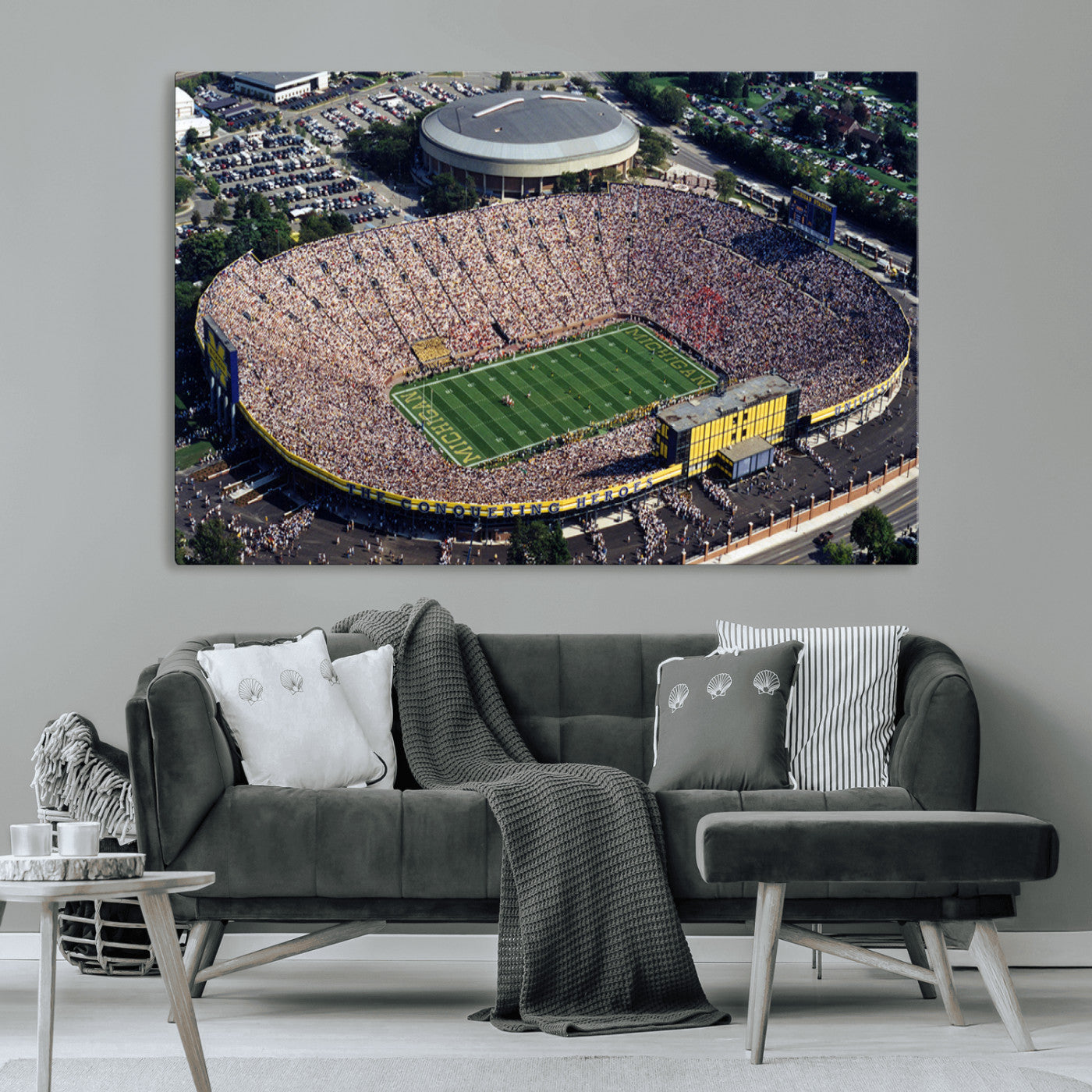 MGV-CV-36X24 - Michigan Wolverines Football Team Print - Ann Arbor Michigan Stadium Print, Michigan Wolverines