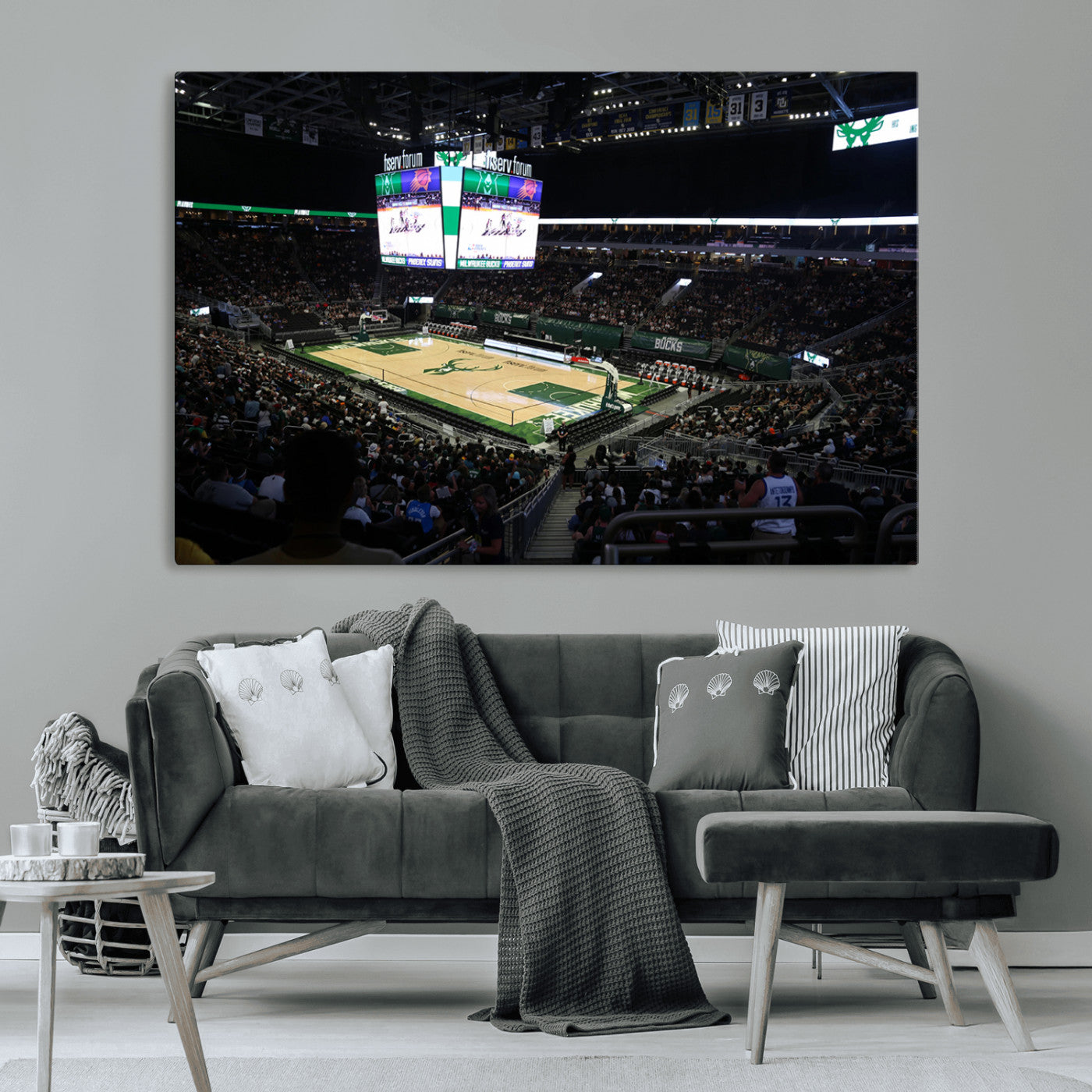 MGV-CV-36X24 - Milwaukee Bucks Basketball Print - Fiserv Forum Stadium Wall Art Canvas Print