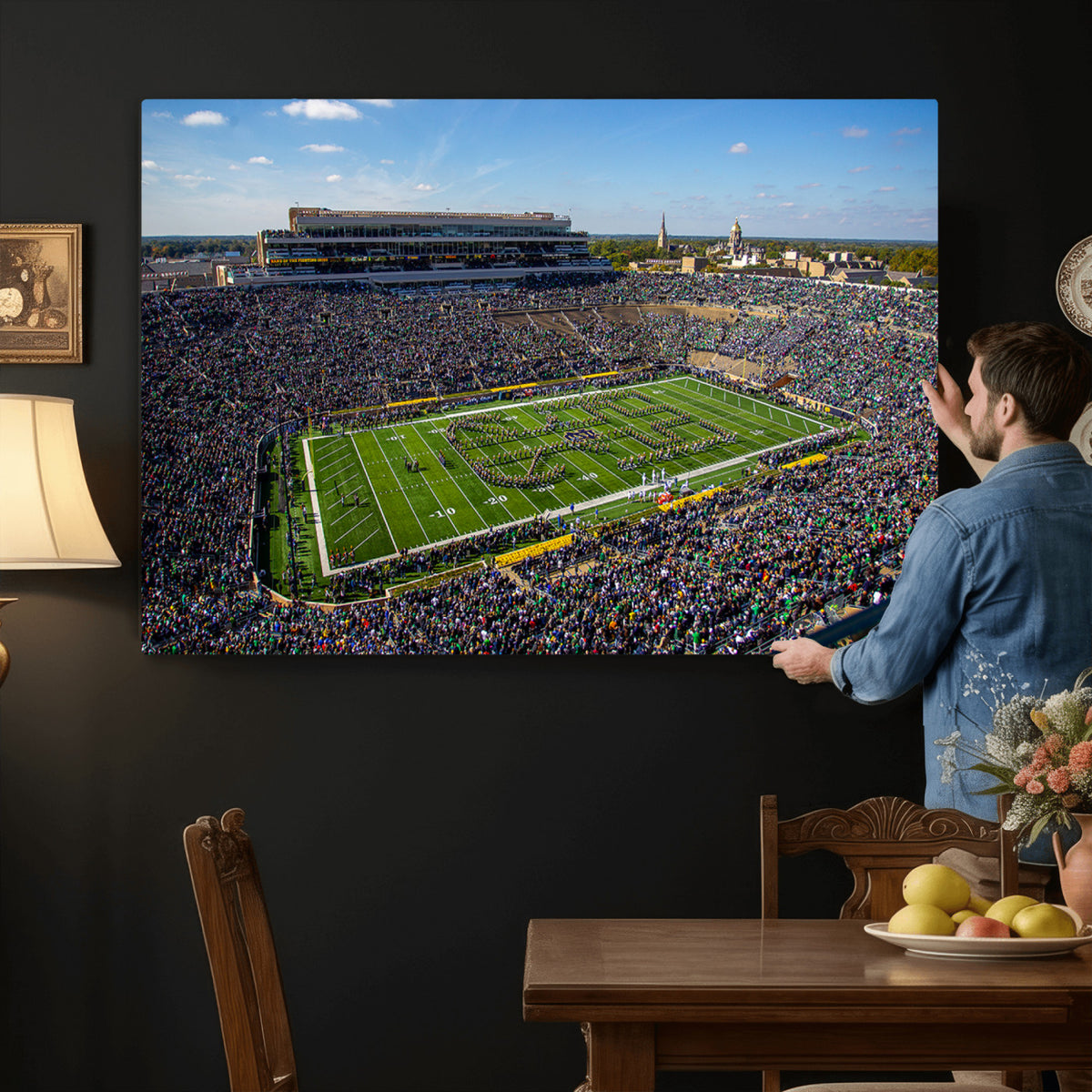 50114-MGV-CV-36X24 - Notre Dame Fighting Irish Football Team Print, Notre Dame Stadium Wall Art