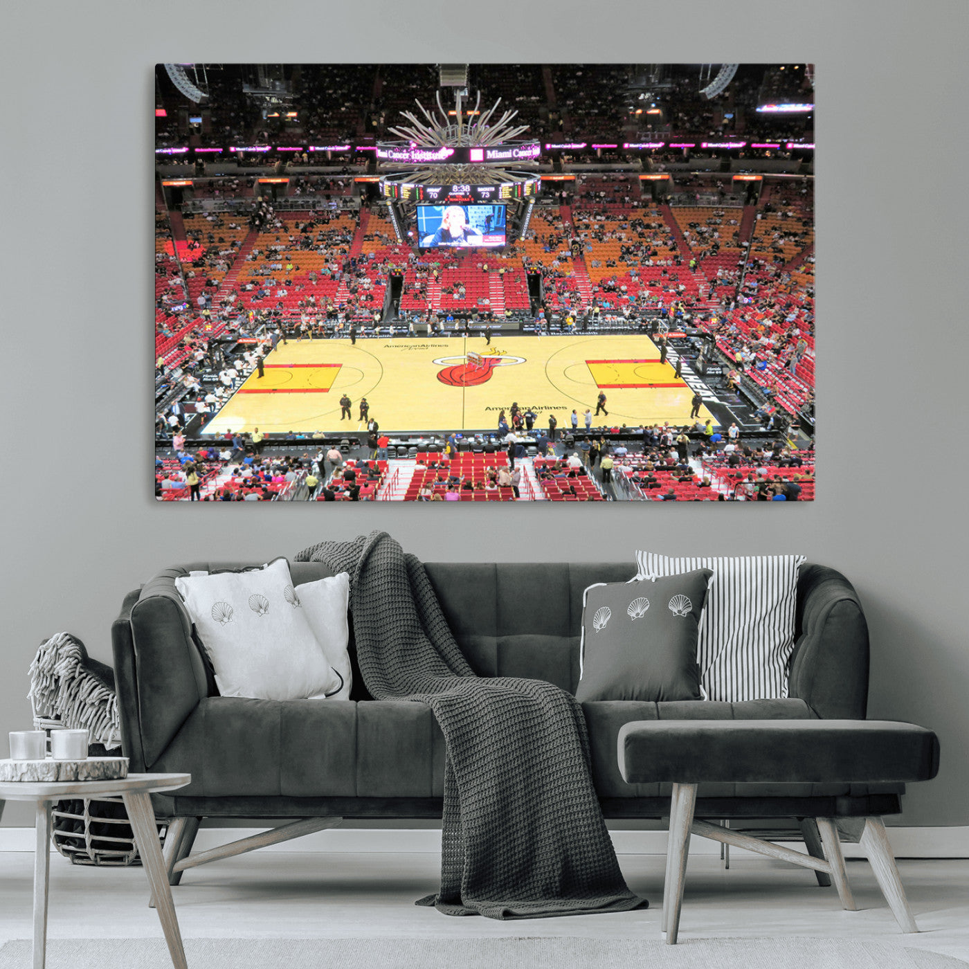 MGV-CV-36X24 - Miami Heat Basketball Team Print Wall Art- Kaseya Center Stadium Wall Art Canvas Print