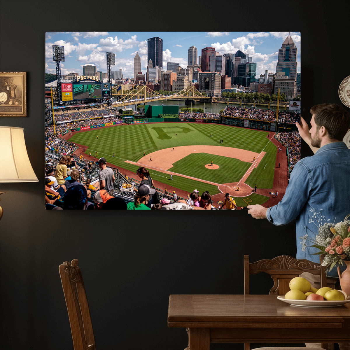 66872-MGV-CV-36X24 - Pittsburgh Pirates Baseball Team Print, PNC Park Stadium