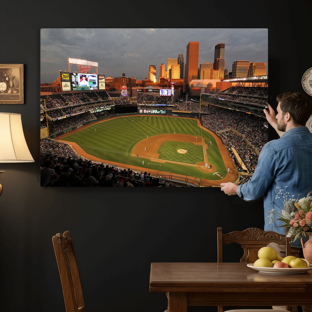 99822-MGV-CV-36X24 - Minnesota Twins Baseball Team Print, Minneapolis Target Field Stadium Wall Art