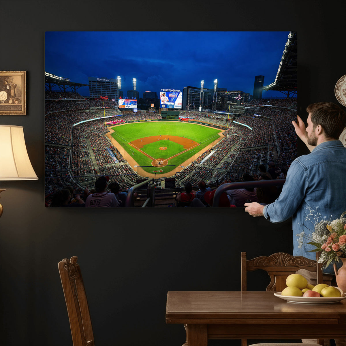 88590-MGV-CV-36X24 - Truist Park Night Game Canvas Art, Atlanta Braves Stadium