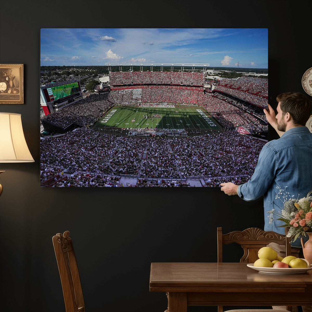 83382-MGV-CV-36X24 - South Carolina Gamecocks Football Team Print, Columbia Williams-Brice Stadium Wall Art