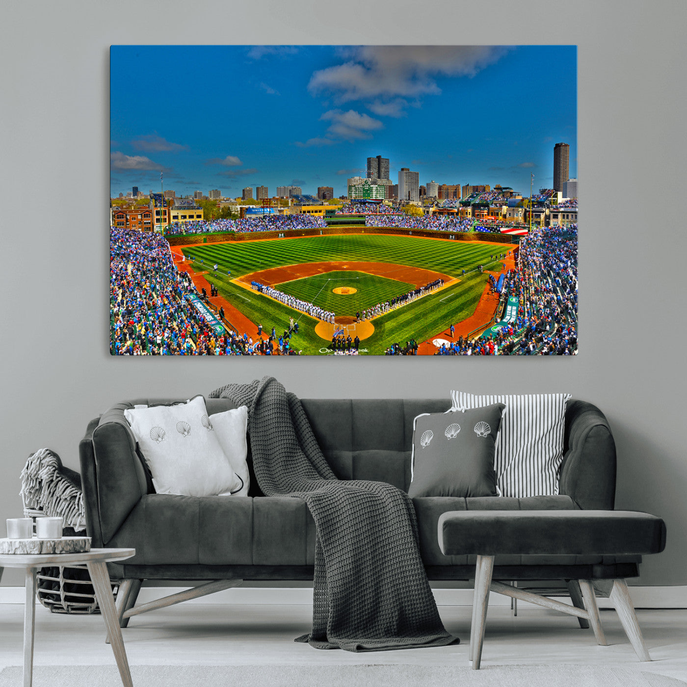 MGV-CV-36X24 - Wrigley Field Chicago Cubs Canvas Wall Art - Iconic Baseball Stadium Print for Sports Lovers - Ready